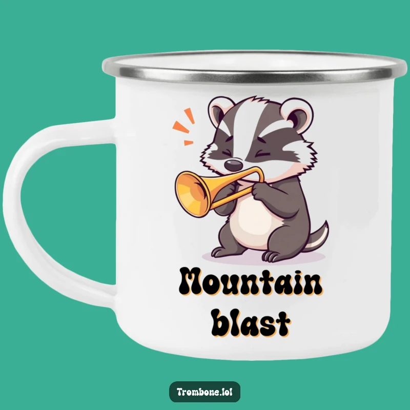 Funny Badger Trombone Camping Mug - Bold Notes in the Wild!