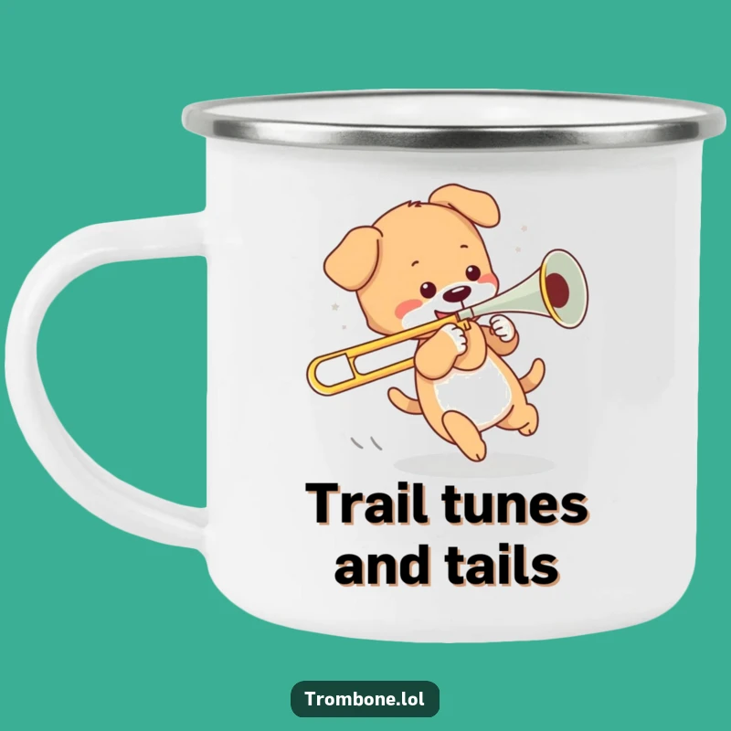 Funny Puppy Trombone Trail Mug - Outdoor Dog Lover Gift