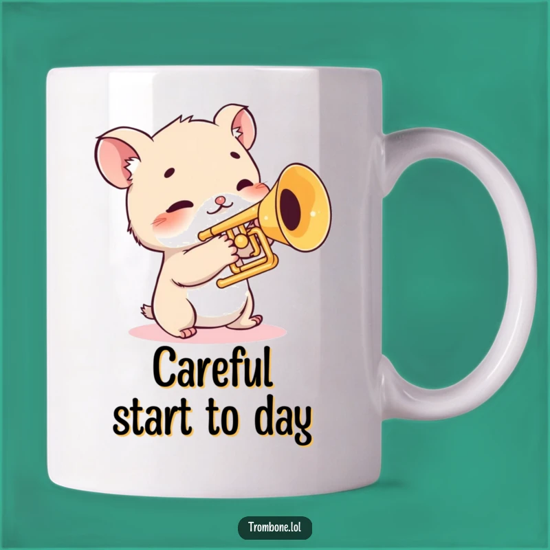 Funny Shy Trombone Creature Mug: Gentle Animal Gift for Music Lovers