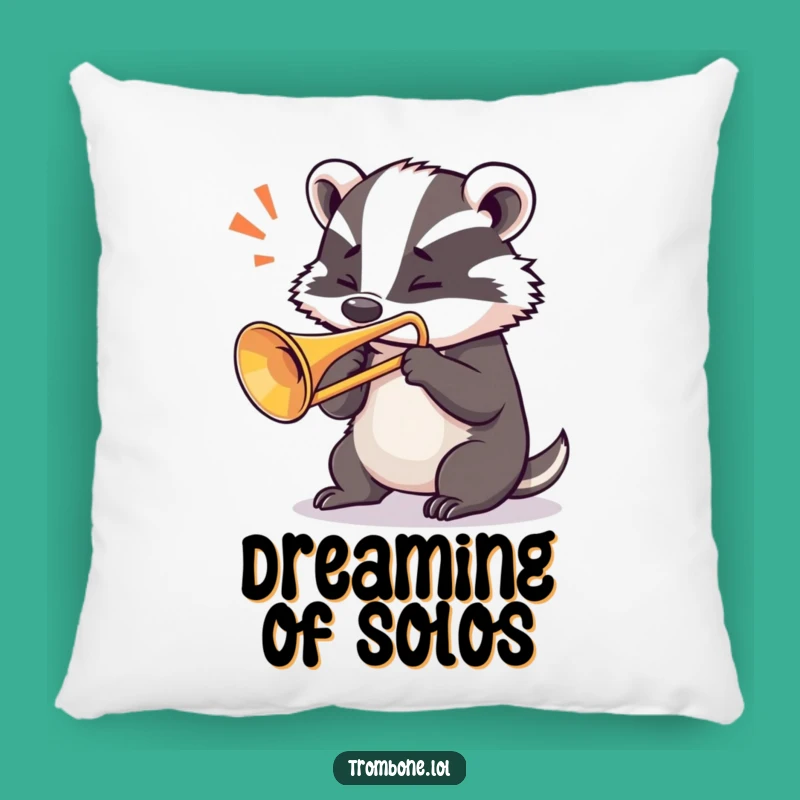 Funny Badger Trombone Pillow - Cozy Up with Bold Notes!
