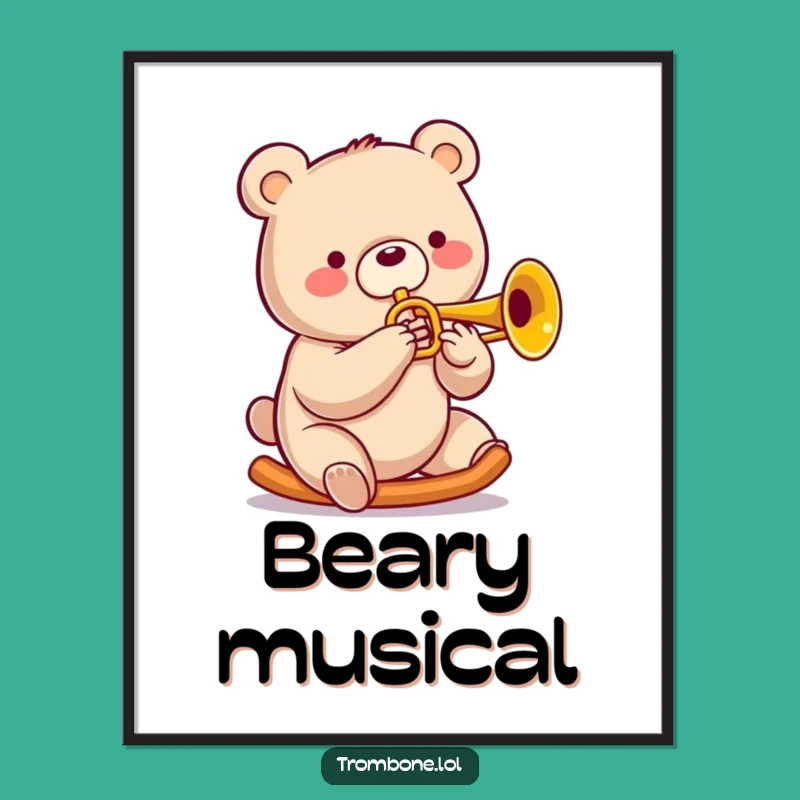 Funny Bear Trombone Digital Art - A Jazzy Slide for Your Wall!
