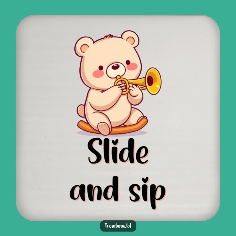 Funny Bear Trombone Coaster - Protect Surfaces with Jazz!