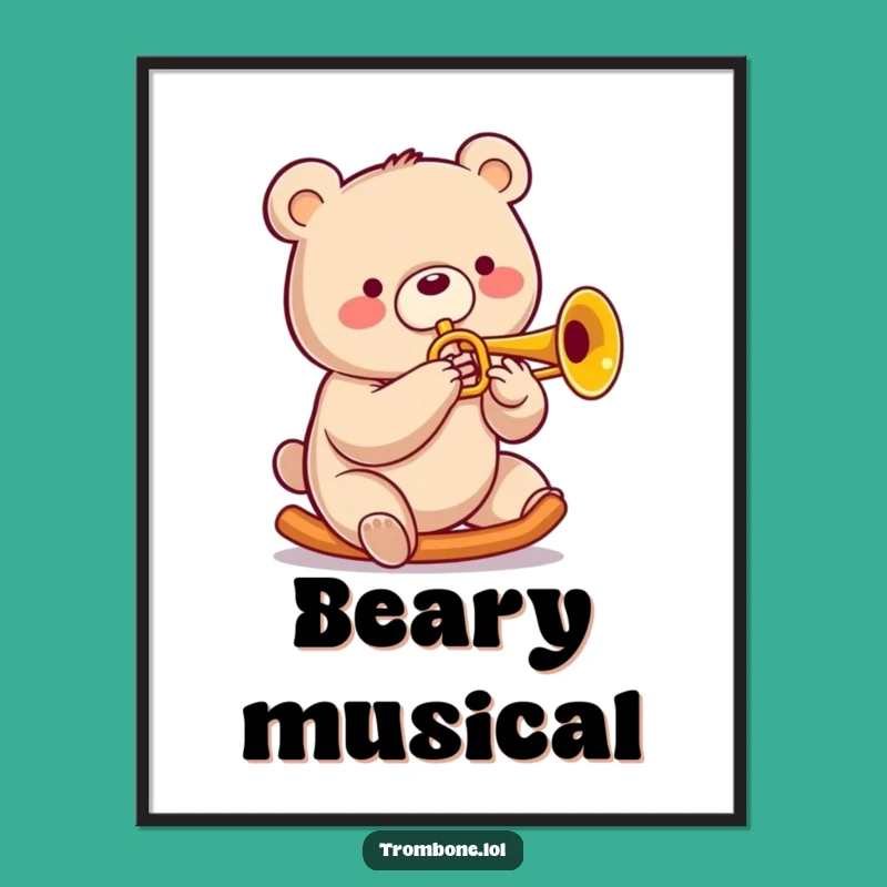 Funny Bear Trombone Poster - A Jazzy Slide for Your Wall!