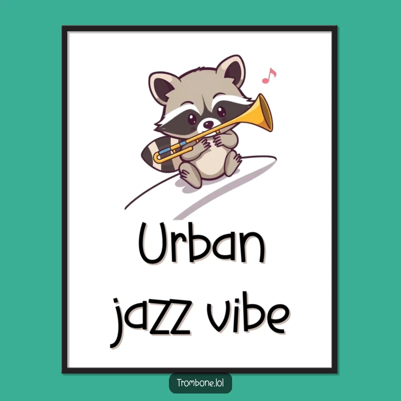 Funny Raccoon Jazz Slide Poster - Musical Art Print Gift