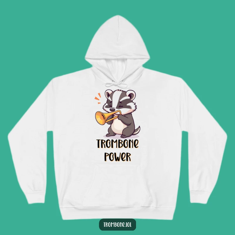 Funny Badger Trombone Hoodie - Warm Up with Bold Brass!