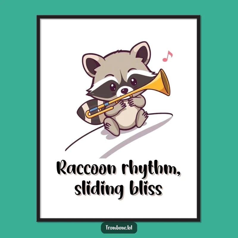 Funny Free Printable Wall Art: Raccoon Trombone Slide - Downloadable Musical Decor