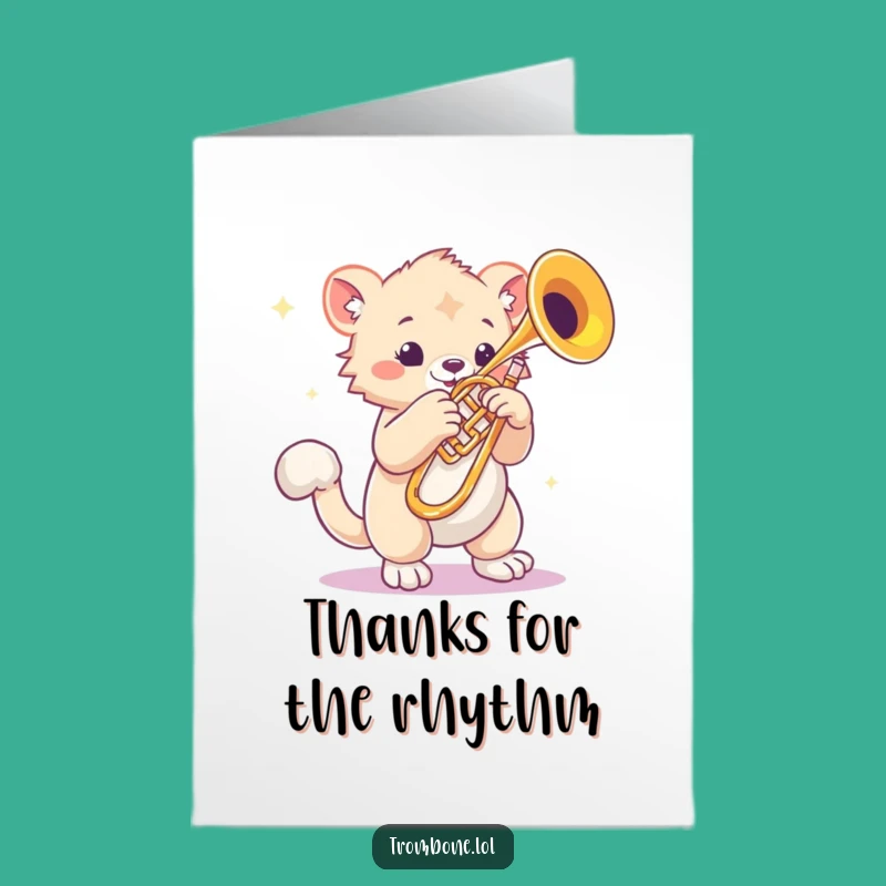 Free Printable Thank You Card: Bouncy Trombone Creature's Musical Thanks Downloadable Gift