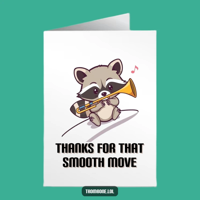 Free Printable Thank You Card: Raccoon's Thankful Slide - A Downloadable Funny Gift