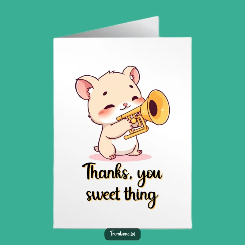 Free Printable Thank You Card: Shy Trombone Creature's Hesitant Thanks Downloadable Gift