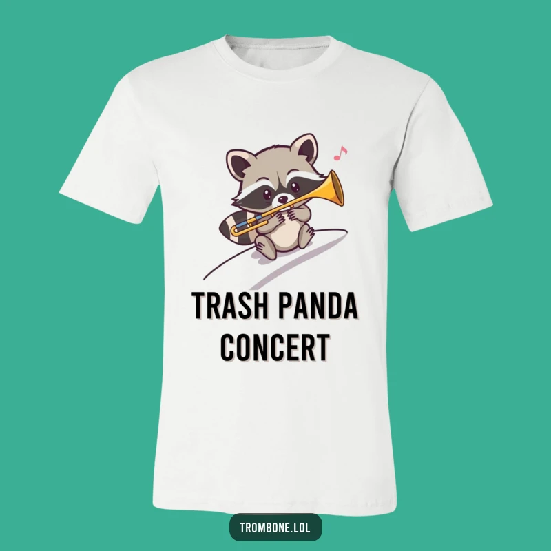 Funny Mischievous Raccoon Trombone T-Shirt - Jazzy Animal Tee Gift