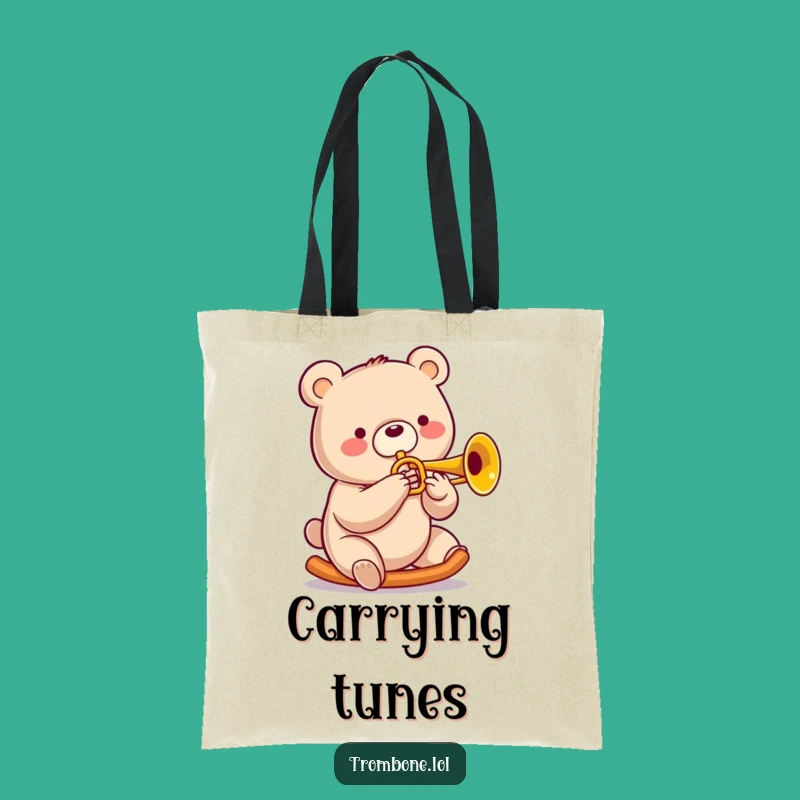 Funny Bear Trombone Tote Bag - Carry Your Music with Style!