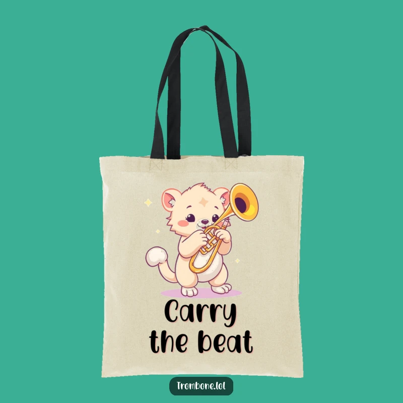 Funny Bouncy Paw Trombone Tote Bag: Stylish Rhythmic Creature Carry-All
